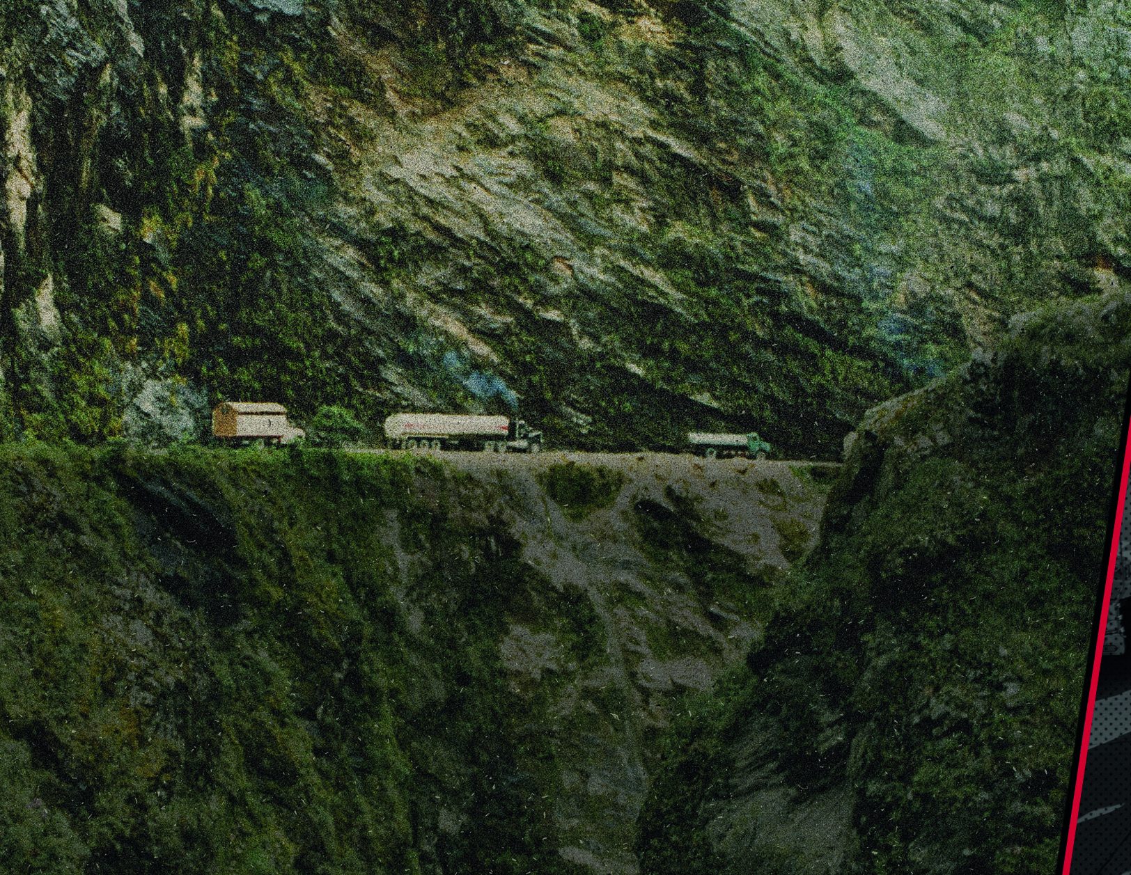 Caravana de carrotanques de Coltanques en una vía de montaña